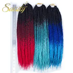 Saisity African 3 s Box косы вязаный крючком ные синтетические волосы наращивание волос 18 дюймов черный зеленый синий красный Омбре плетение волос 95