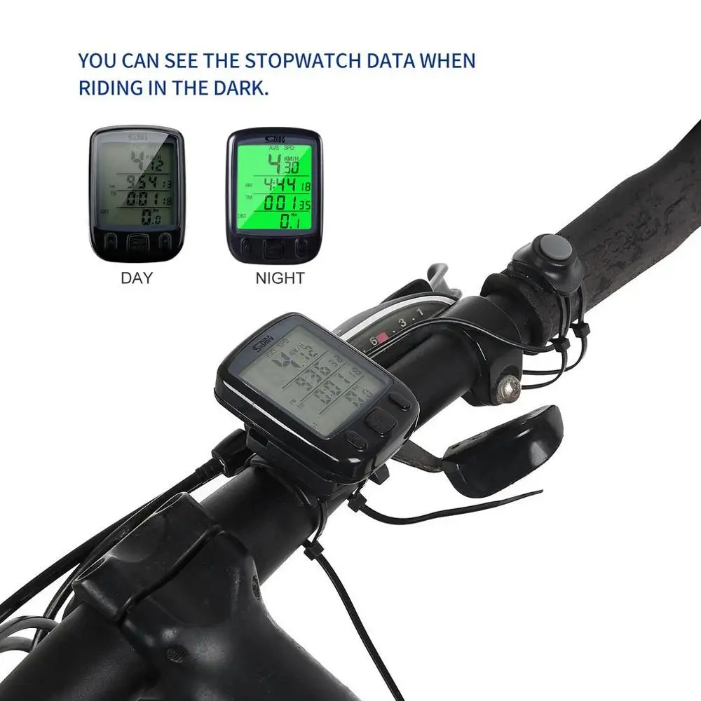 New Cycle Bicycle Bike LCD Computer Odometer Speedometer With Backlight Monitor Bikes' Speed Distance And Riding Time