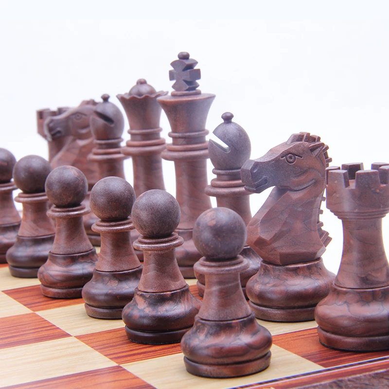 Classical International Chess Checkers Folding Magnetic Wood WPC Grain Board