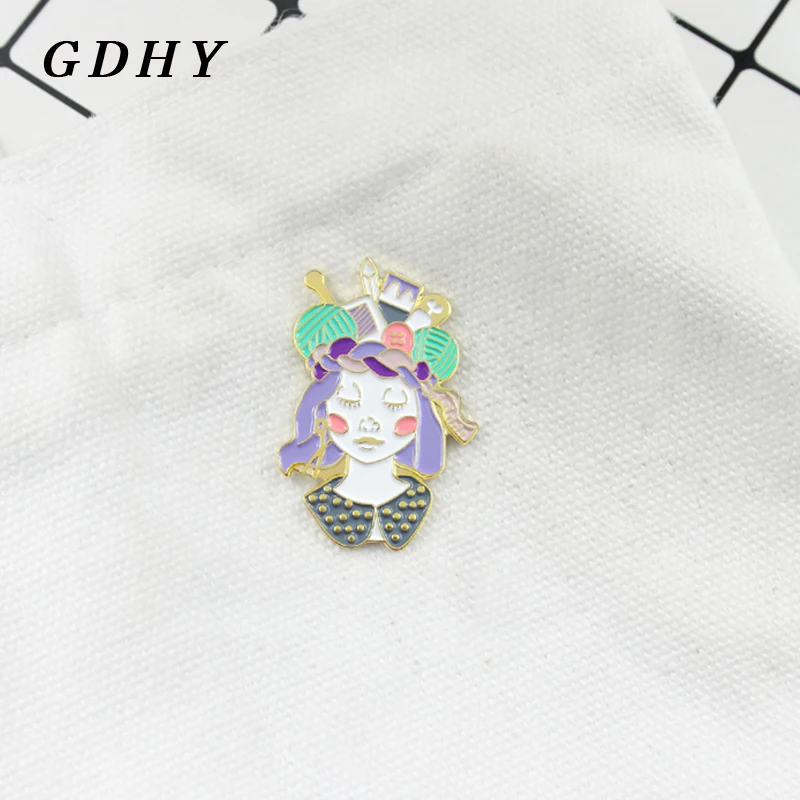 GDHY Craft Queen красивая девушка жесткая эмалированная брошь кнопка веселые блестящие
