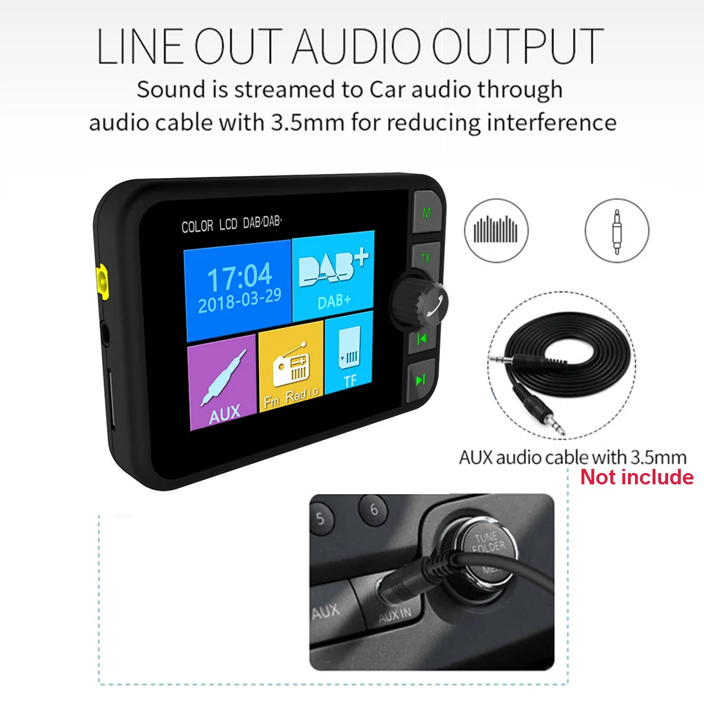 Автомобильный цифровой радиоприемник DAB fm радио Bluetooth передатчик потоковая