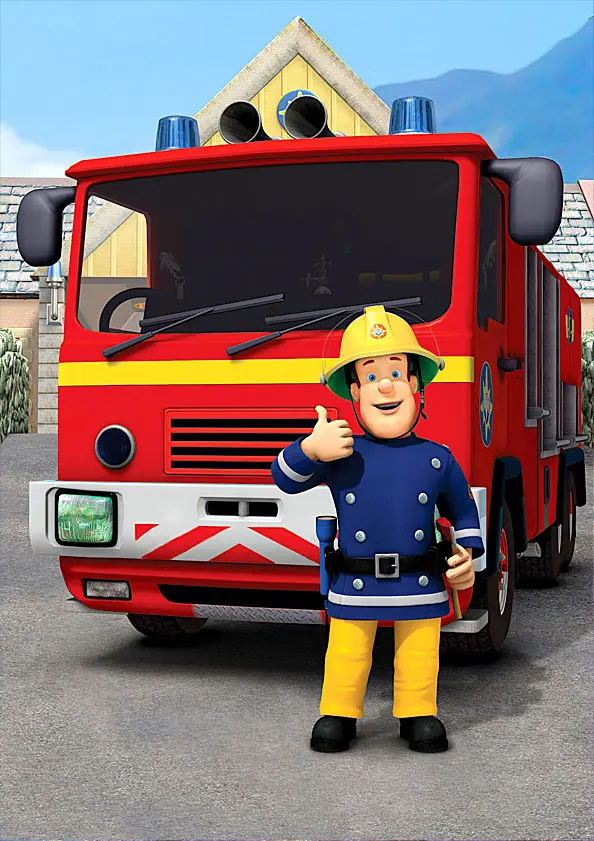 

Fireman Sam Poster and his Fire Engine SILK POSTER Decorative painting 24x36inch