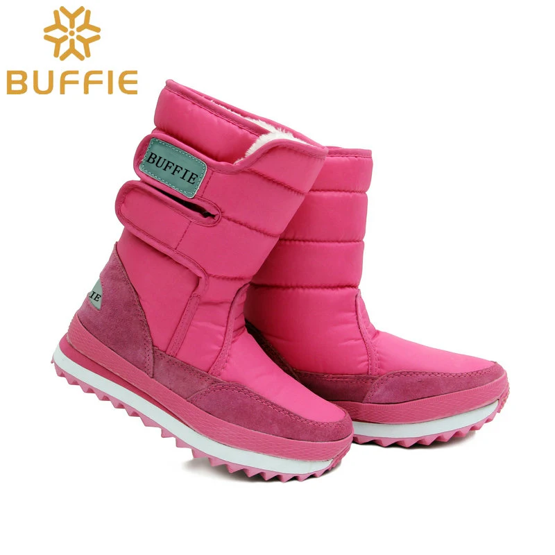

2018 snow boots for women fushsia colour with cow suede leather rubber binding warm fur popular selling style mid-culf shaft