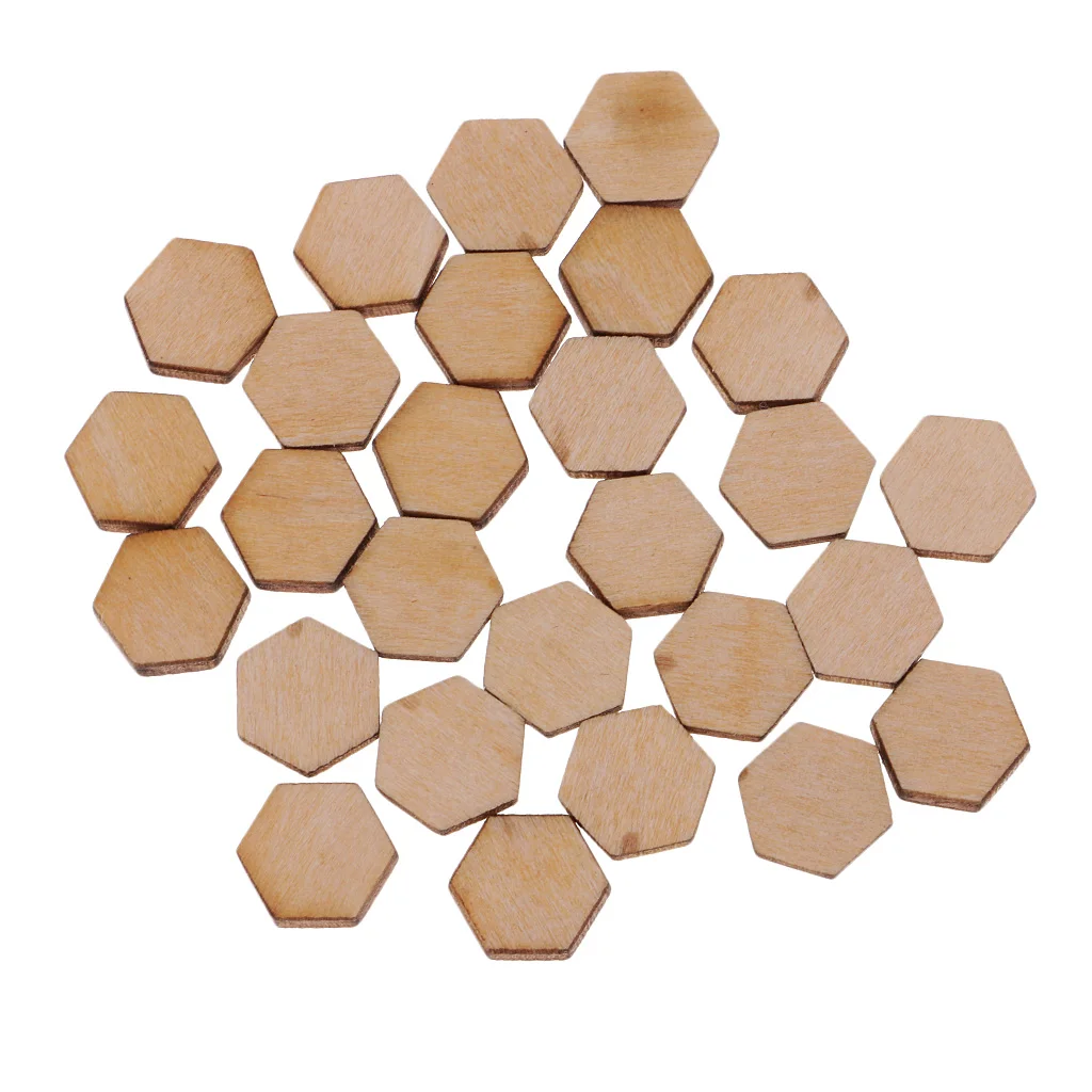 50/100/200pcs Wooden Hexagon Shapes MDF Cutouts Blank Embellishments Craft for DIY Scrapbooking Card Making Decoration Ornaments