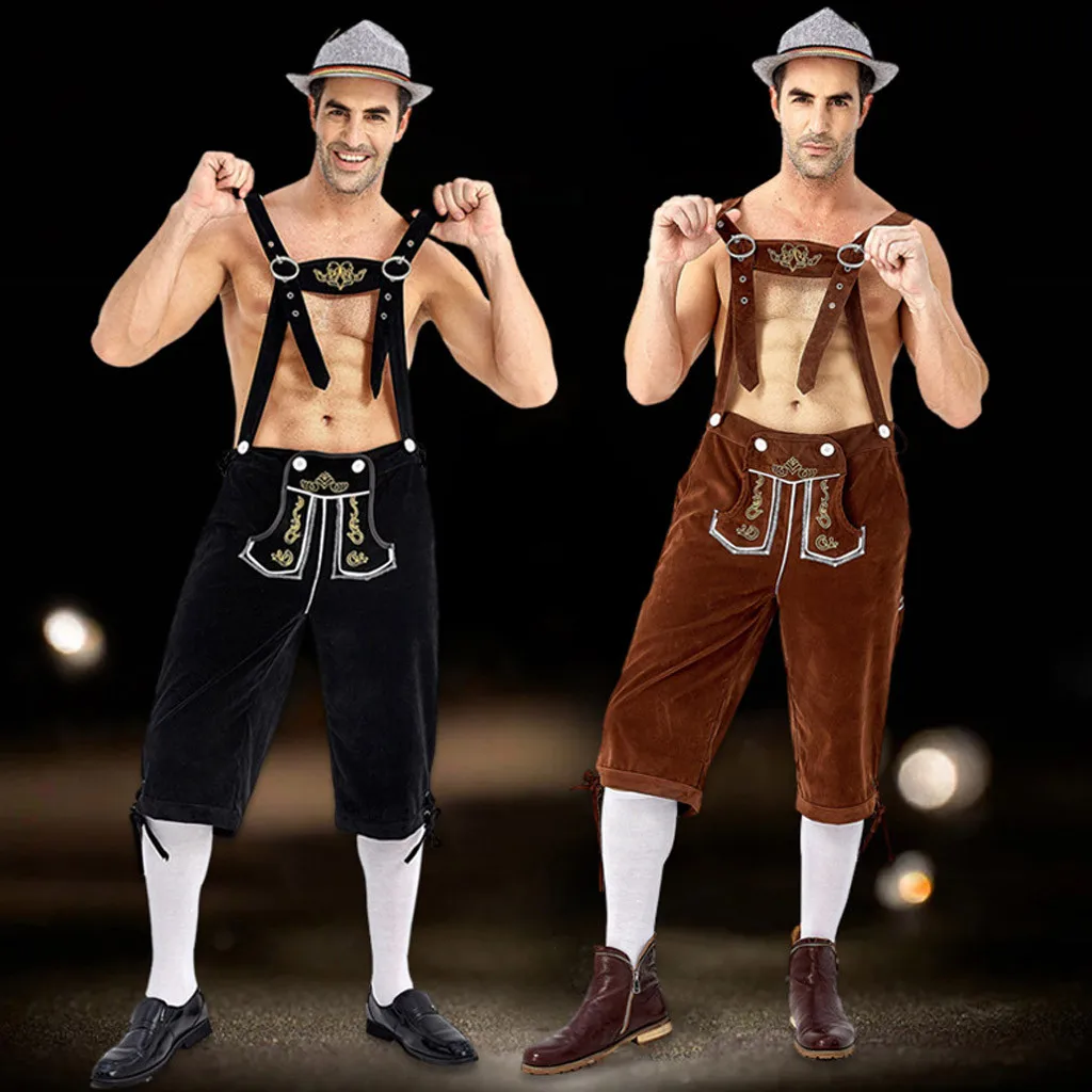 

Pants Men Loose Casual Beer Festival Embroidered Small Pocket Bib streetwear pantalones hombre joggers sweatpants Cargo Pants
