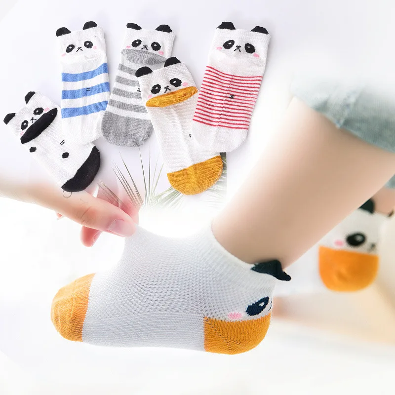 5 пар/набор Детские хлопковые носки детские носки из хлопка на нескользящей подошве; многоразмерные Х цветной носок сетчатые дышащие носки для маленьких мальчиков и девочек