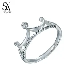 SA SILVERAGE кольцо серебро 925 Серебряная корона принцессы Регулируемый Обручение кольца Свадебные украшения 2018 подарок на день рождения