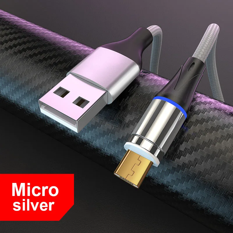 Silver Micro Cable Suhach магнитное зарядное устройство Micro Usb кабель для iphone Usb type C Быстрая Зарядка адаптер магнит зарядное устройство провод для samsung Xiaomi шнур - Цвет: Silver Micro Cable