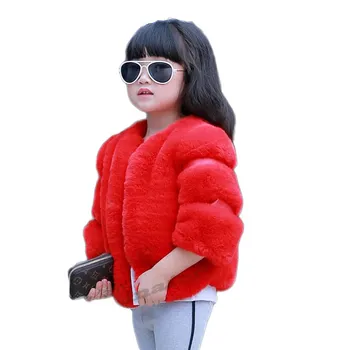 

2018 New Autumn Winter Girls Faux Fur Fleece Coats Kids Thick Warm Jackets Children Teenage Snowsuit Baby Worsted Outerwears G65