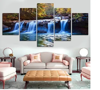 

2016 Free Shipping 5pcs The Stream Print Oil Painting On Canvas Home Decoration Home Decor On Canvas Hotel Decoration Painting
