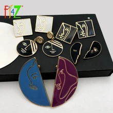 F. J4Z брендовые шикарные серьги для женщин, дизайнерские эмалированные геометрические серьги с человеческим лицом, модные великолепные Geo ювелирные изделия для женщин, вечерние