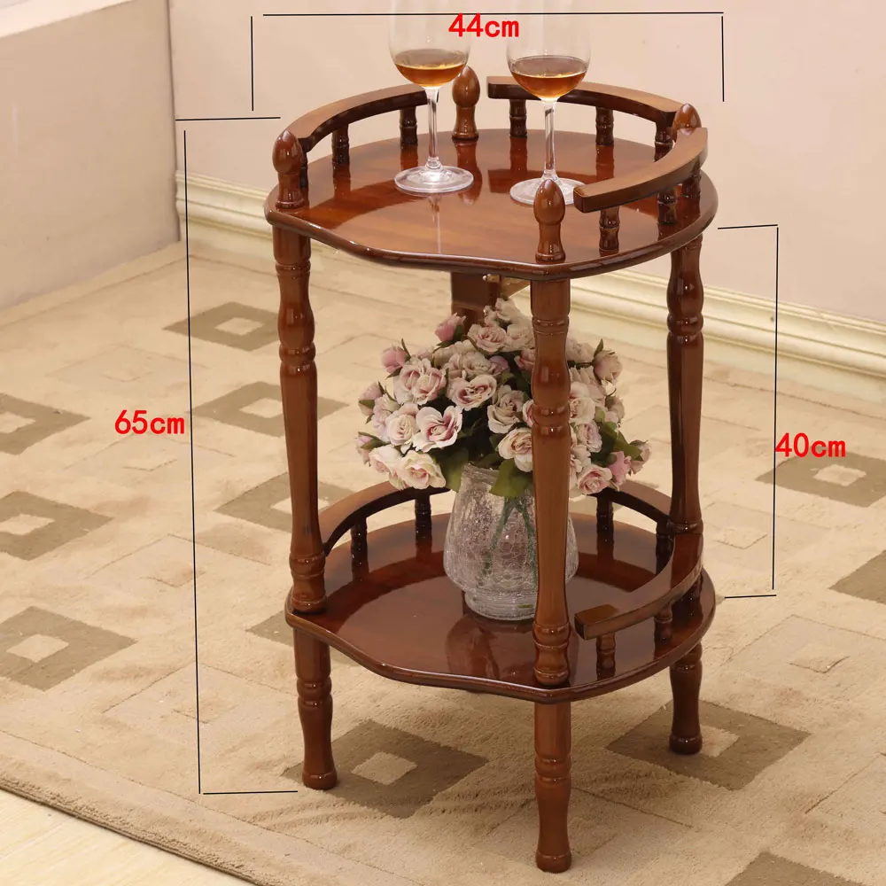 Wood Tea Table Wheeled brake Round square small coffee table sofa side table edge corner simple chess wood living room furniture