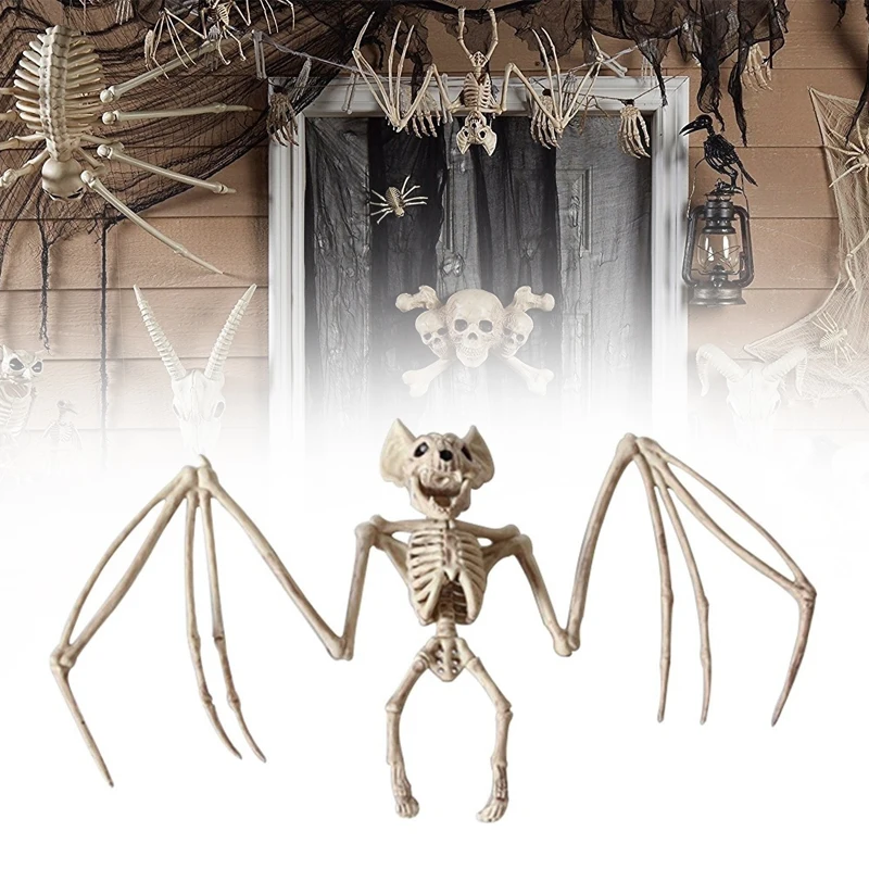 

Bats Skeleton Halloween Party Prop Bat Toy Skull Toys Lifelike Creepy Hanging Party Decoration Outdoor Halloween Decoration