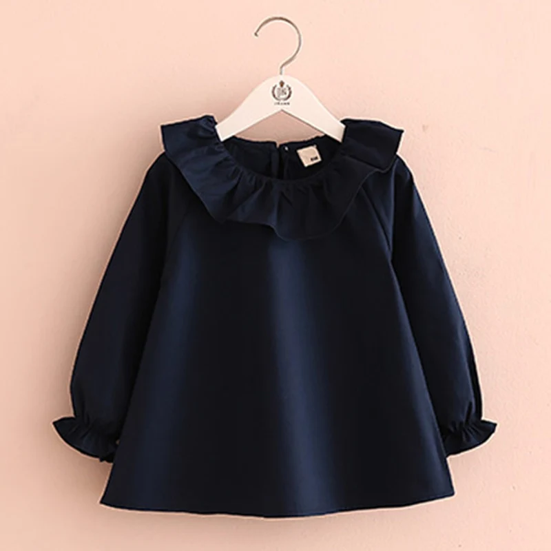 Toddler girl shirts spring fashion long sleeve ruffle tops kids clothes white purple blue color baby girls blouses