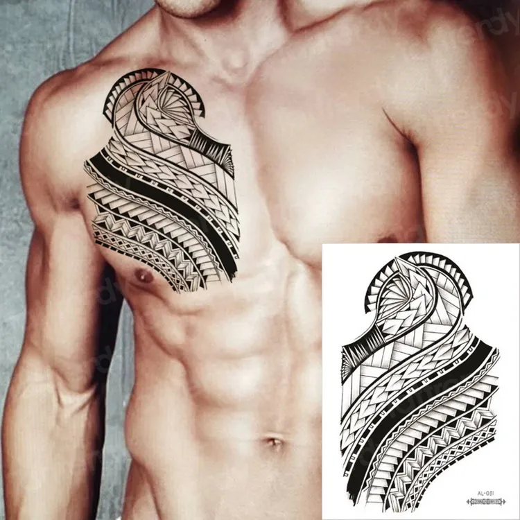 Водонепроницаемые Временные татуировки для мужчин грудь татуировка на плечо черный волк Сова Тигр племенное тату для мальчиков Сексуальная наклейка на тело рукава - Цвет: AL31