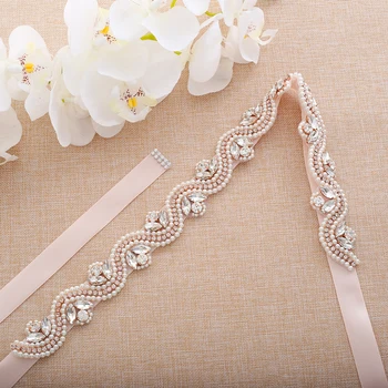 

Rose Gold Bridal Belt Ribbon Crystal rhinestones Ribbon Welding Wedding Belt For Wedding Accessories A120RG