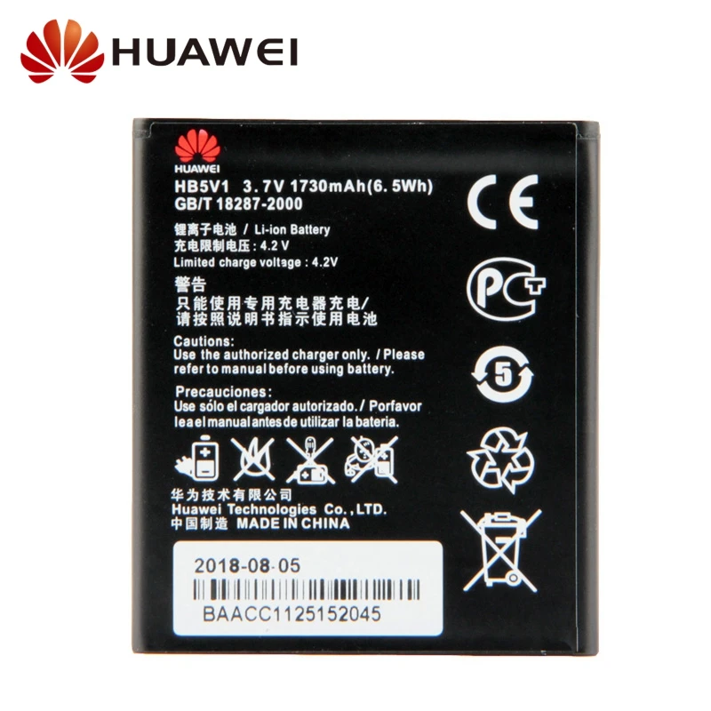 

Original Replacement Battery HB5V1 For Huawei Huawei Y300 Y300C Y511 Y535C Y516 Y540 C8833 Y500 T8833 U8833 G350 1730mAh