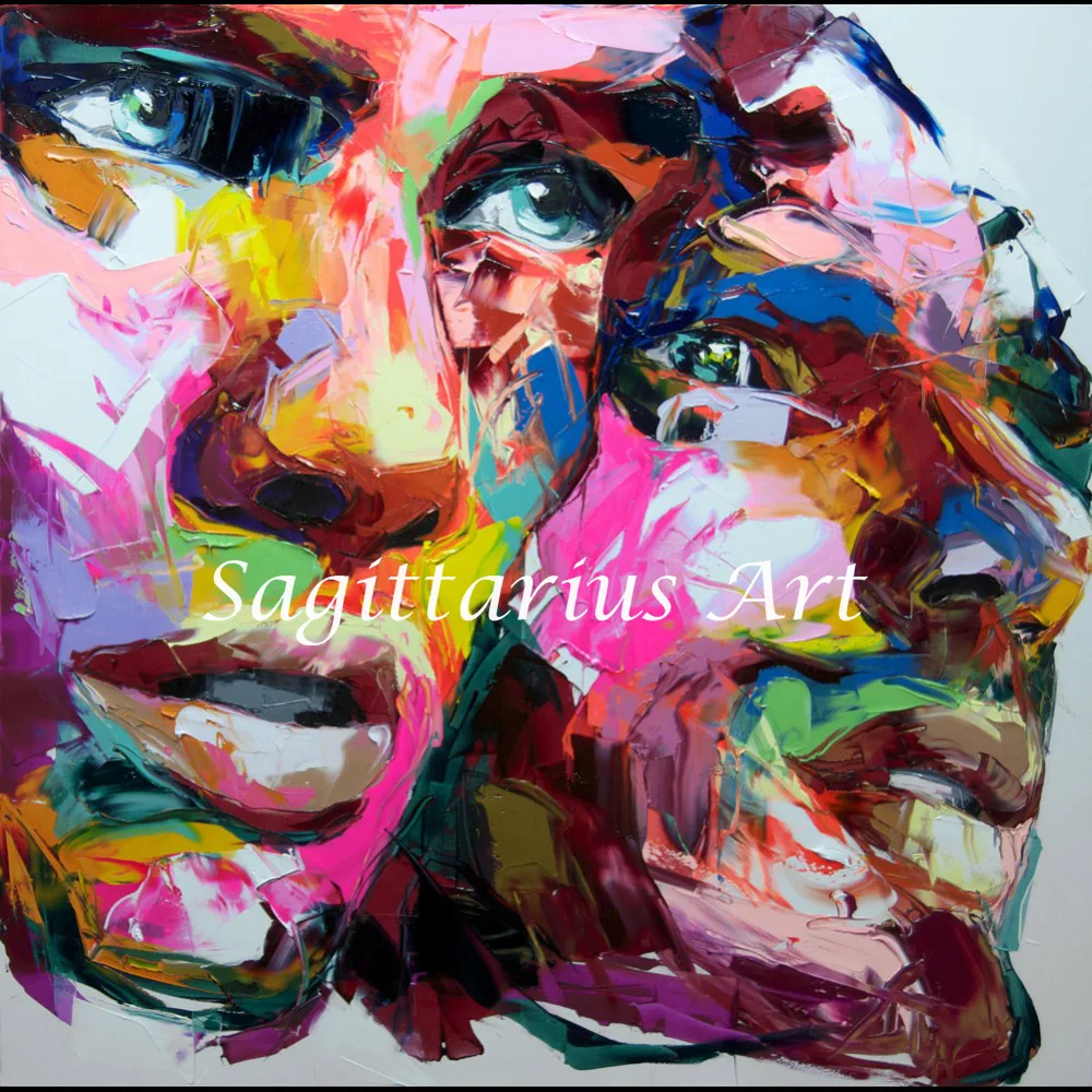 

Francoise Nielly Designer Hand Painted Untitled 539 Cool Face Palette knife Abstract Oil Painting Canvas Home Decor Fine Artwork
