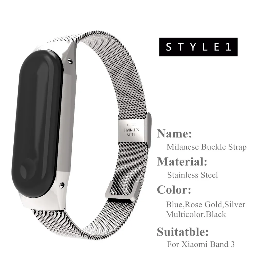 Для Xiaomi Band 3 ремешок из нержавеющей стали сменный Браслет Miband умный Миланская