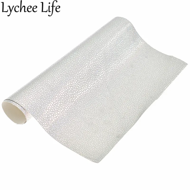 

Lychee Life A4 Iridescent Leather Fabric Colorful PU Holographic Fabric DIY Home Garment Textile Sewing Cloth Accessories
