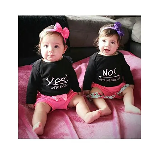  YSCULBUTOL Baby Bodysuits For Twin Boys Girls Twin Clothes Unisex Short Sleeve Yes We Are Twins No 