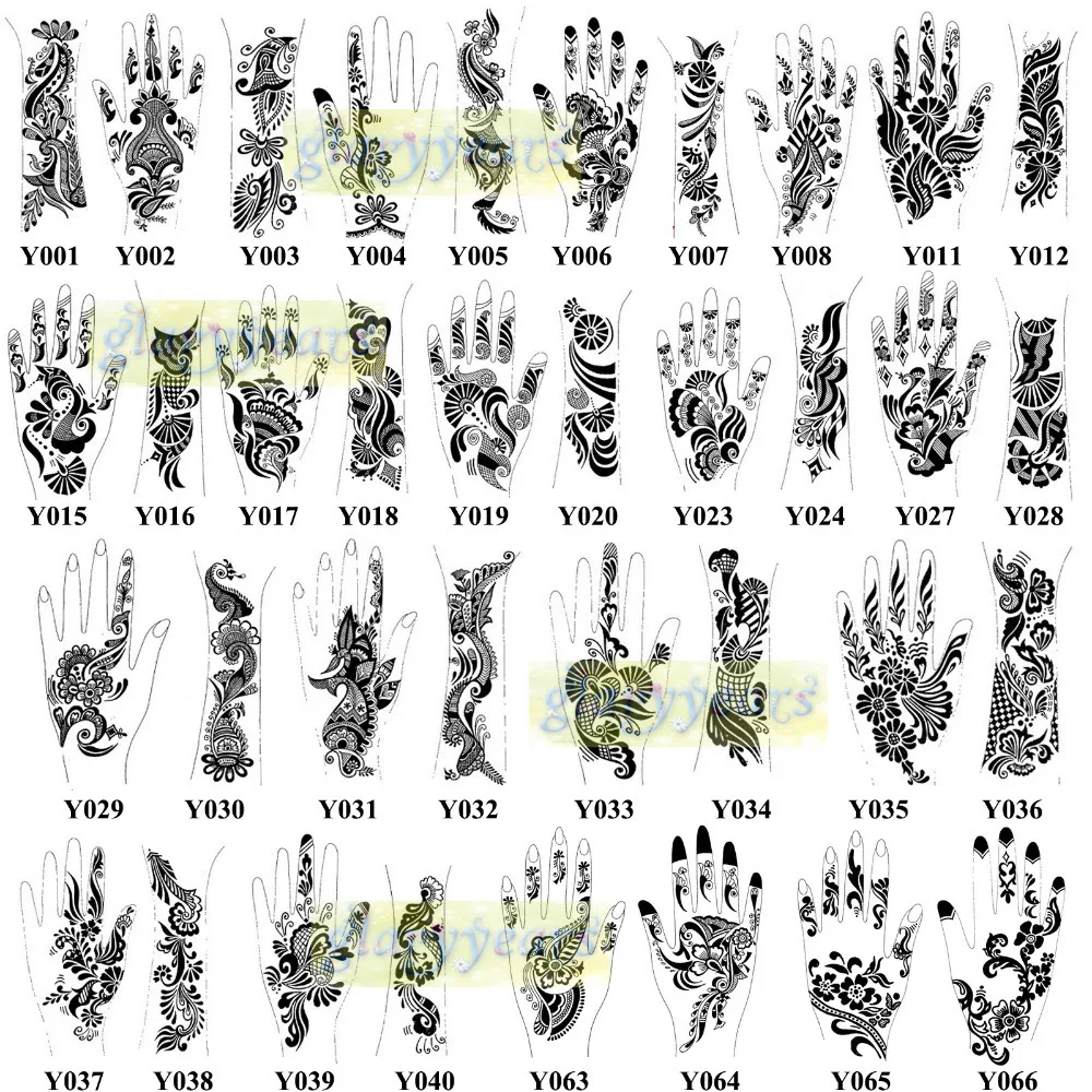 1 шт. большой Менди хна, блеск, временные татуировки трафарет бумажный шаблон для женщин ноги руки для рук, ног, тела художественная краска Аэрограф паста