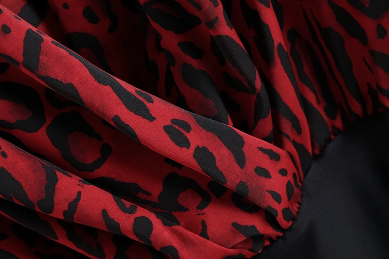 SheMujerSky сексуальные леопардовые тела дамы глубокий v-образным вырезом боди красный с длинным рукавом сплайсированные короткие комбинезоны