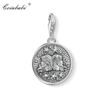 

Charm Pendant Zodiac Sign Gemini,2019 Fashion Jewelry Vintage Real Authentic 925 Sterling Silver Gift For Women Men Fit Bracelet