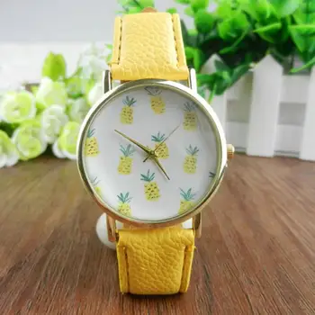 

2017 Fashion Distinctive Pineapple Pattern Leather Band Analog Quartz Vogue Wrist Watch LEVERT HOT FOR DROPSHIP GIFT 321
