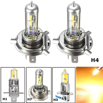 

H1 H3 H4 H7 55W Yellow LED Car Light Halogen Lamp Bulb Car Styling HeadLight Lamp Xenon Fog Lights Dipped Beam