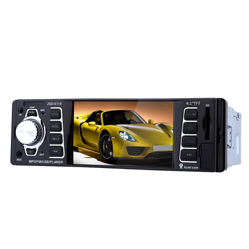 

7020G 1 Single Din 4.1 Inch 1080P Car MP5 Player Audio Stereo Bluetooth Charger FM Transmitter Rear View Camera USB SD AUX