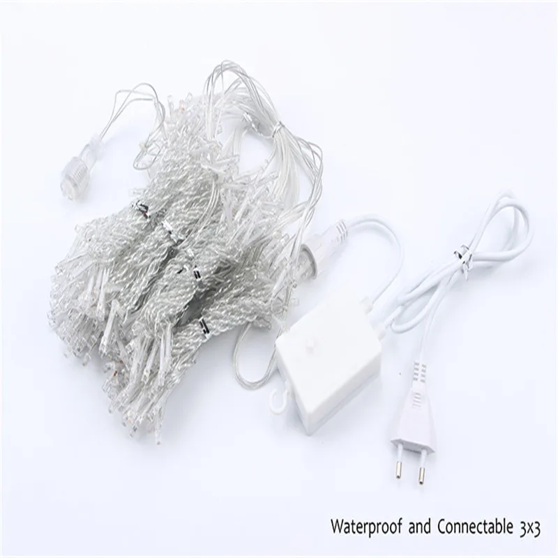 LED icicle net light string 3x1/3x2/3x3/6x3m Christmas wedding party fairy lights garland outdoor curtain garden decoration LED icicle net light string 3x1/3x2/3x3/6x3m Christmas wedding party fairy lights garland outdoor curtain garden decoration