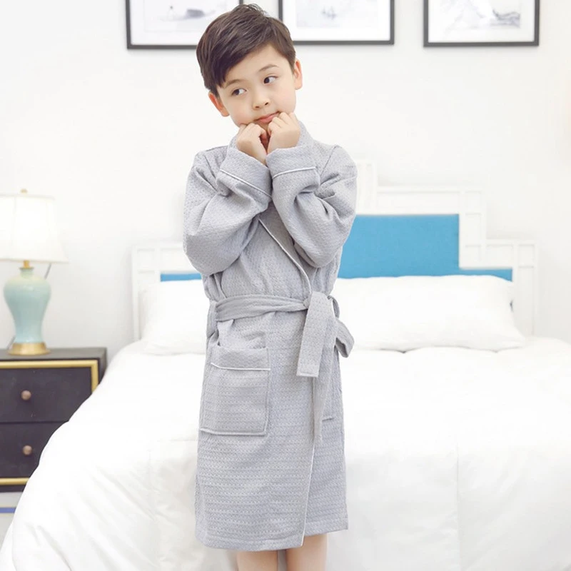 1piece Robes Lace-up Kids Robes Soft Children's Bathrobes Cotton Sleepwears Kids Pajamas Kids Homewear Solid Color Sleepwears