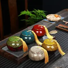 Trà gốm Caddies Tay Sơn Màu Xanh Và Trắng Sứ Trà Lồng Tráng Men Kín Nắp Bảo Quản Bình Trà Caddy Vintage Home trang trí(China)