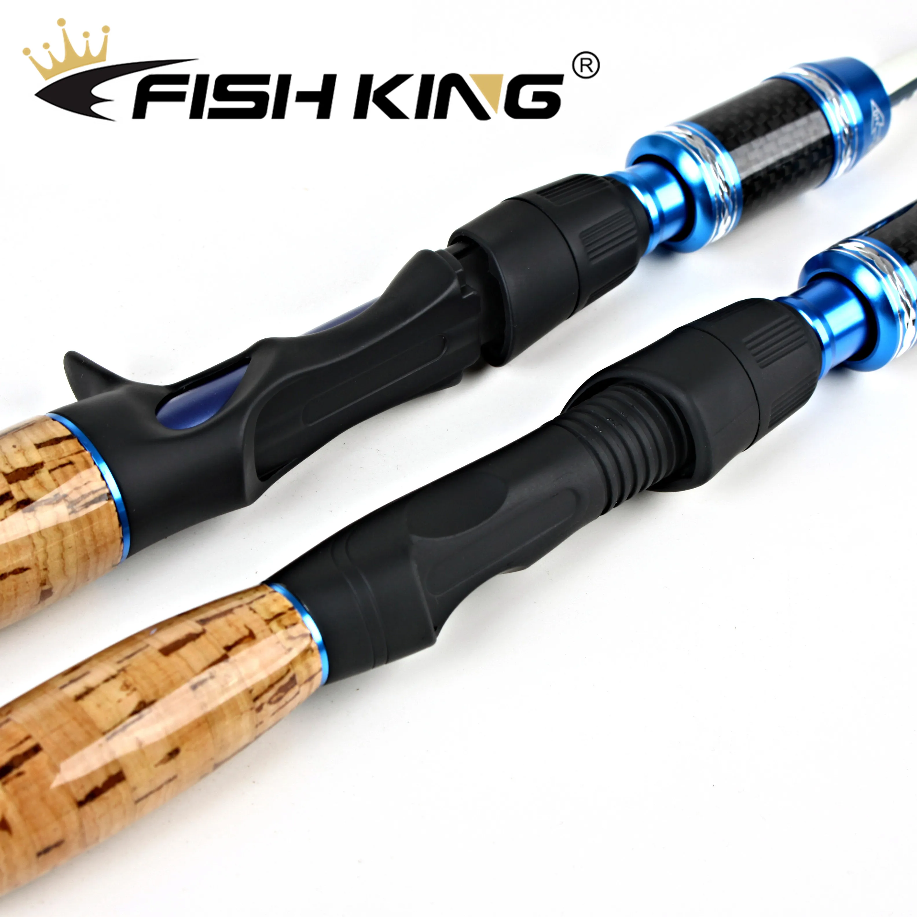 

FISH KING Spinning/Casting Carbon Fishing Rod 1.8m 2.1m Telescopic 2 Sections Lure Rod C.W 15-40G Saltwater Freshwater Fishing