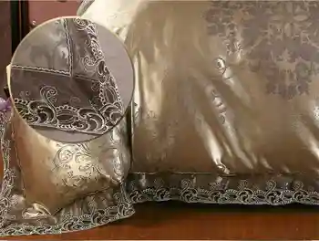 Luxury Jacquard Bedding Set King Queen Size 4/6pcs Bed Linen Silk Cotton Duvet Cover Lace Satin Bed Sheet Set Pillowcases