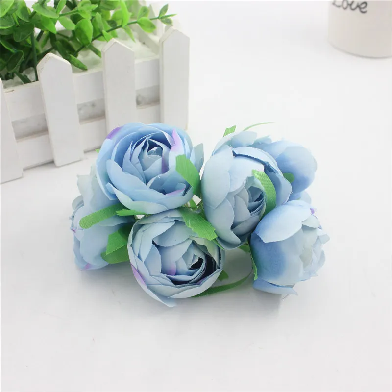 light blue Поделки DIY букеты из роз моделирование делает год украшения Цветы Аксессуары 6 шт. в руке - Цвет: light blue