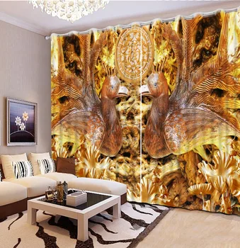 

animal curtains relief curtain Luxury Blackout 3D Window Curtains For Living Room Bedroom Customized size brown curtain