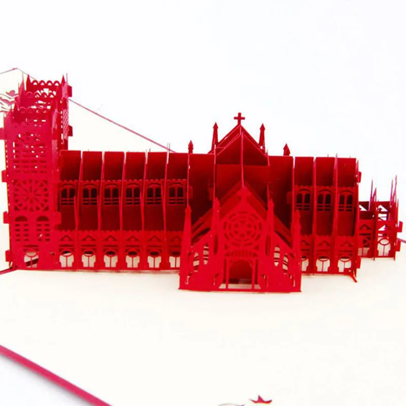  3D Paper Sculpture Westminster Cathedral Folding Invitation Card Decorative Craft Paper Festive Par - 32811517898