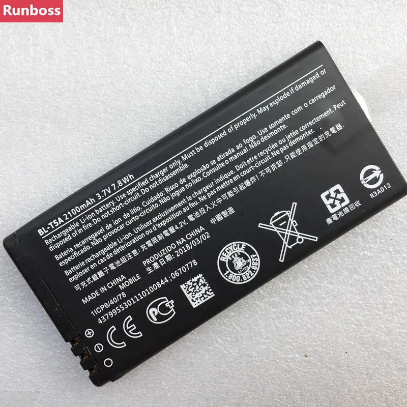 

100% New Original Real 2100mAh BL-T5A Battery For Nokia Microsoft Lumia 550 730 735 738 Superman RM1038 RM1040 Mobile Phone
