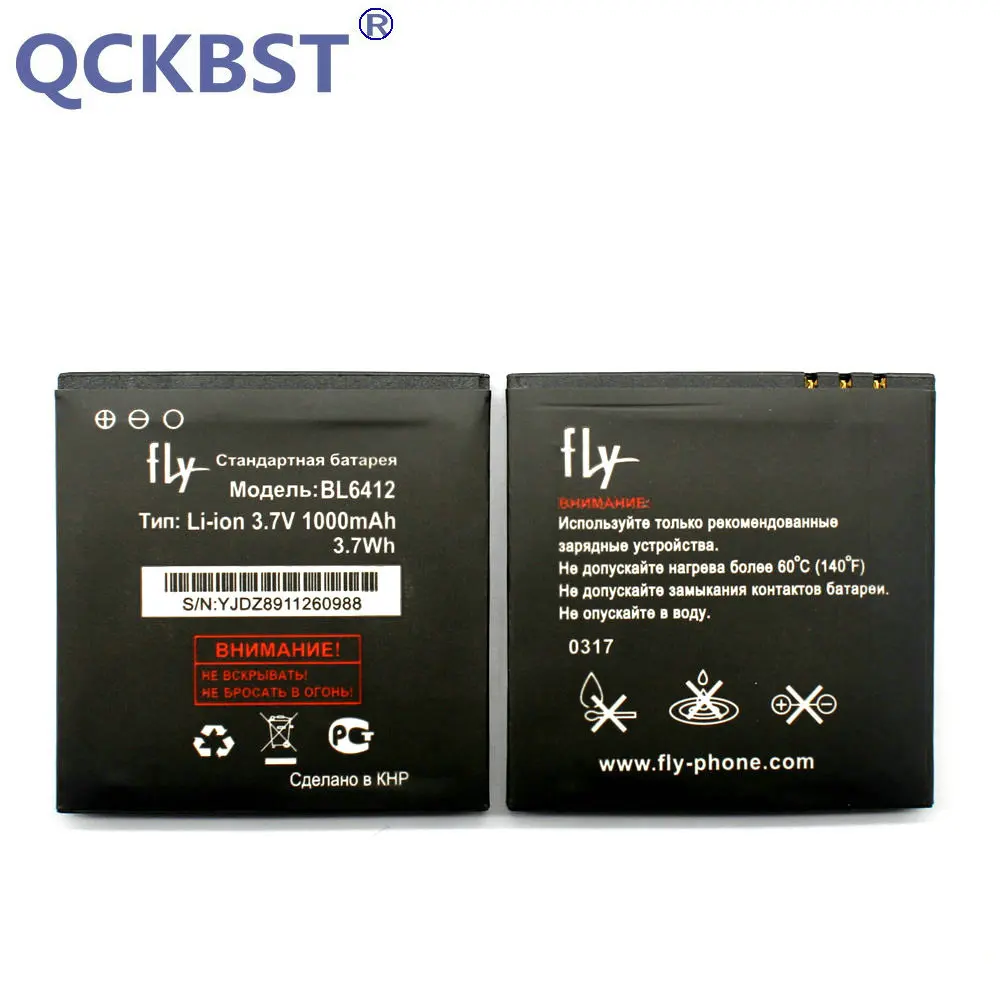 

QCKBST BL6412 1000mAh Battery For FLY IQ434 IQ 434 era nano 5 Mobile Phone Replacement Batteries In stock Tracking code