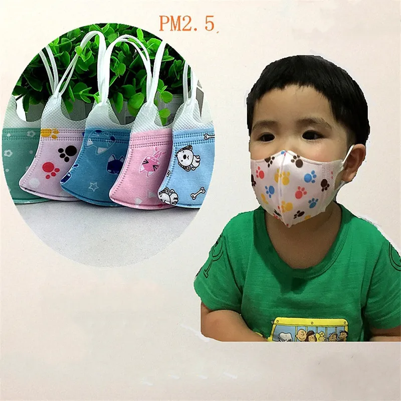 

5PCS Vertical Folding Non-woven Dust Anti Fog Mask PM2.5 Cartoon Children Disposable Mouth Mask