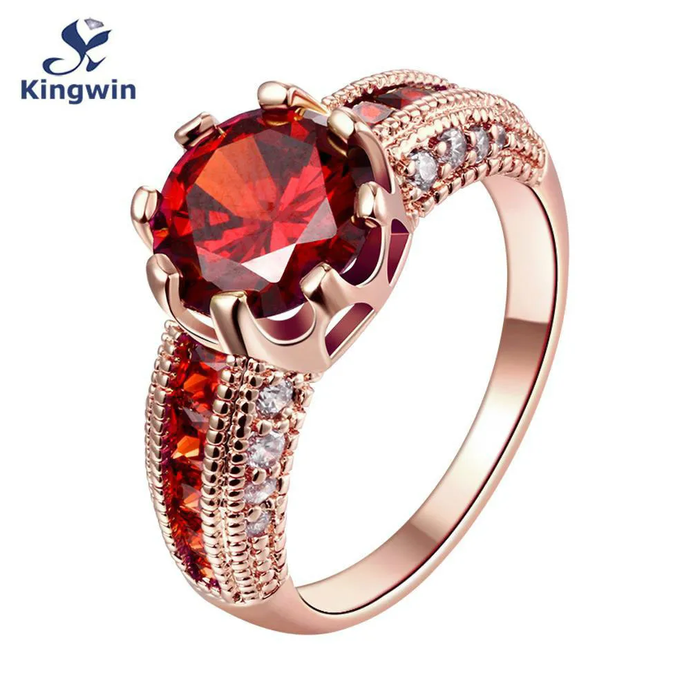 

jewelry Fine Gold-color red fashion rings for women anniverary gift yellow or rose muti tone gold optional