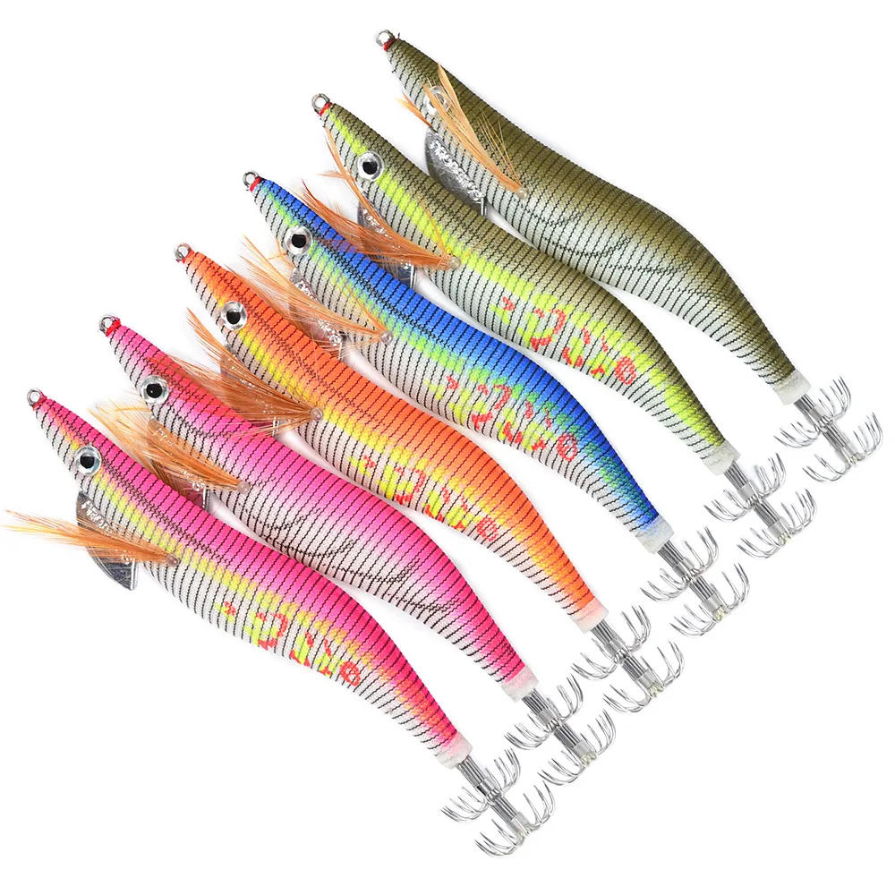 

15Cm Simulated wooden shrimp nightlight shrimp squid needle 4.0 # squid hook with box road bait fishing lure