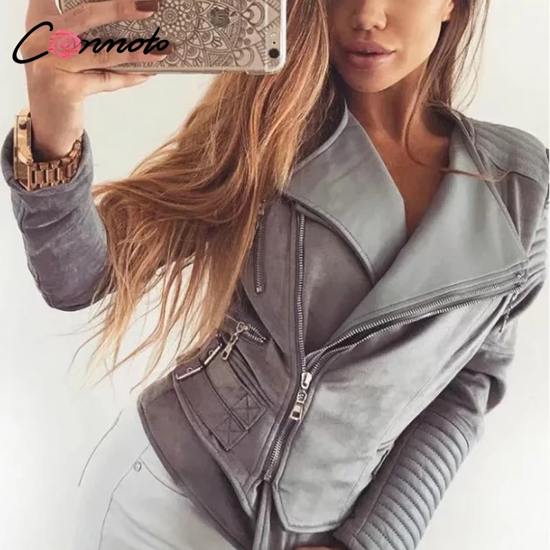 Conmoto Solid Gray Short Jacket Coat Autumn Winter Women Jacket...