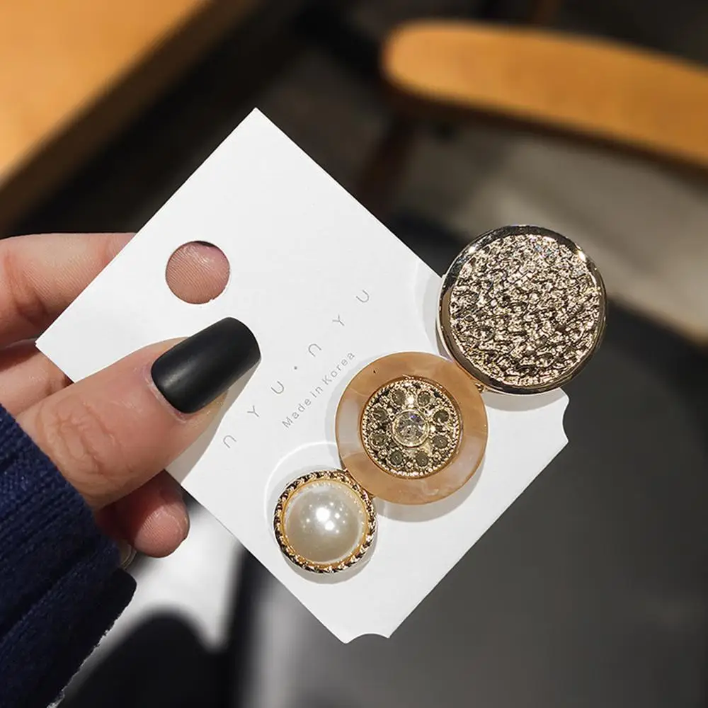 

INS New Arrival Imitation Pearls Hairpins Elegant Button Duckbill Clip Korean Style Women Barrettes bandeau cheveux