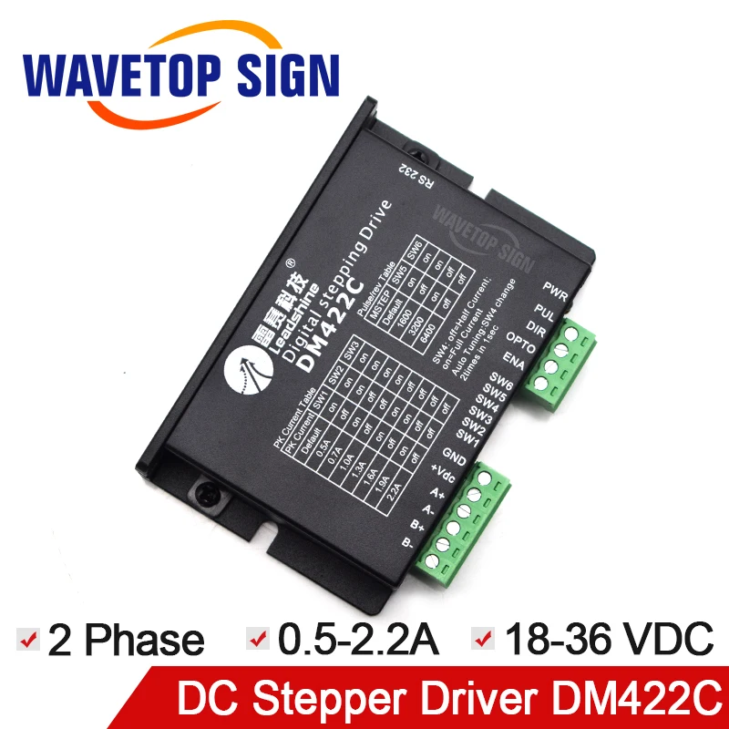 

Leadshine 2Phase Step Drive DM422C Input Voltage DC18-36V Current 0.5-2.2A Match Motor 39 42