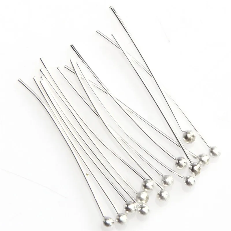 

100pcs/lot Silver Plated Ball Pins For DIY Jewelry Bracelet Necklace Earring Making Accessories For Jewelry 25/30/40/50mm Length