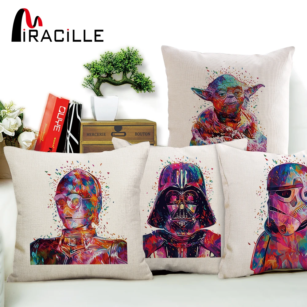 Miracille المائية ستار الحرب المطبوعة رمي المخدة غطاء الوسادة كرسي مكتب مقعد الكرتون وسادة حالة المنسوجات المنزلية Miracille المائية ستار الحرب المطبوعة رمي المخدة غطاء الوسادة كرسي مكتب مقعد الكرتون وسادة حالة المنسوجات المنزلية