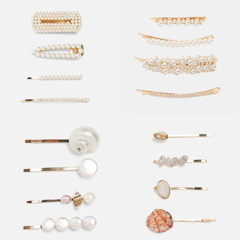 

Dvacaman Korea ZA Big Simulated Pearl Hair Pins Set for Women New Boho Summer Shell Handmade Barrette Jewelry Wedding Hair Clips